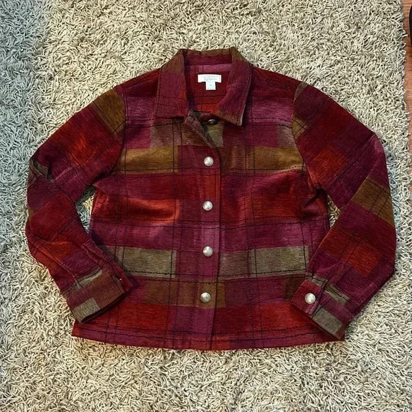 Christopher & Banks Pink,Red and Yellow Square Design Jacket Women Size Medium - Picture 2 of 11